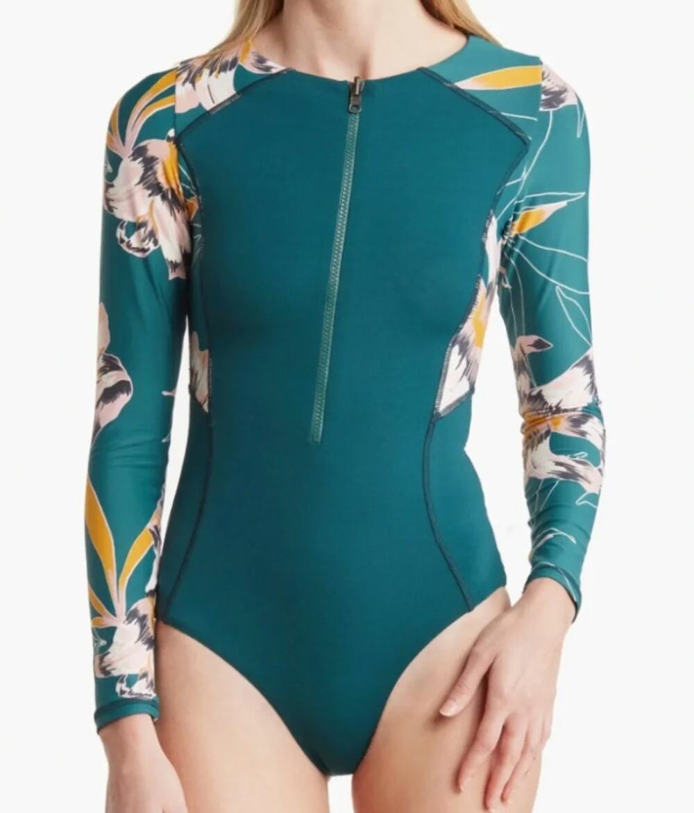 Maaji Arlequin Triton Reversible Rashgard Surf One Piece Swim Green Medium